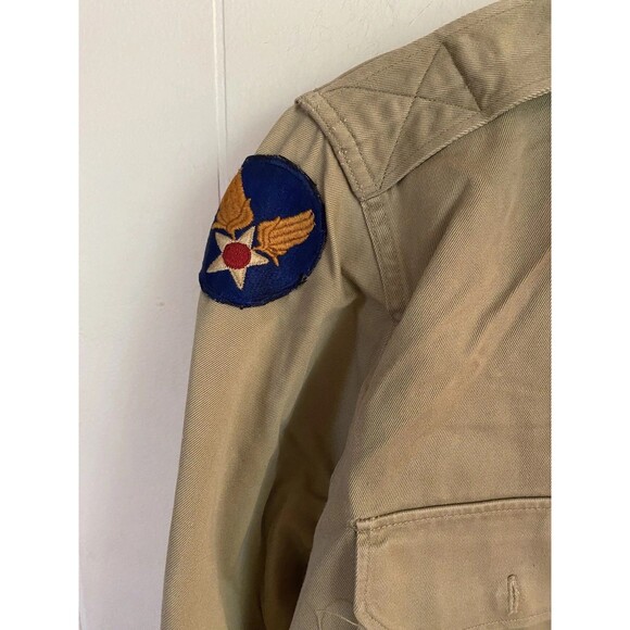 Vintage US Army Air Forces Shirt Mens Large WWII Patch Military Button Up 40s - Picture 3 of 5